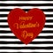 Vector Valentines day greeting card template with stitch lettering text sign, denim heart on rough stripes background.