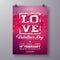 Vector Valentines Day Party Flyer Design with Love Typography Letter and Heart on Clean Background. Celebration Poster
