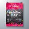 Vector Valentines Day Party Flyer Illustration with Typography and Red Heart on Black Background. Celebration Poster