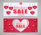 Vector Valentines Sale Shop Now Banners with Paper Hearts