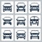 Vector vans (front view) icons set