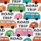 Vector Vans and Trailors in Pink Orange Green Blue Red Seamless Repeat Pattern