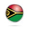 Vector Vanuatuan flag button. Vanuatu flag in glass button style