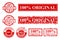 Vector Various Style Red Rubber Stamp, 100% Original, Circle and Rectangle Isolated on White