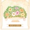 Vector vase with bouquet of flower and leaves in Art Nouveau or Modern style in pastel on the beige background with frame.