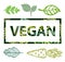 Vector vegan print stamp, t shirt with leaves