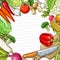 Vector vegetables design for recipe blank note