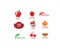 Vector vegetables and fruits icons set, love, cooking symbols, food label set