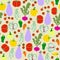 Vector veggies set illustration motif seamless repeat pattern