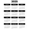 Vector vertical black calendar for 2025 year. Large bold font. Isolated. Template for planner