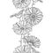 Vector vertical seamless pattern with outline Gerbera or Gerber flower in black on the white background. Floral border.