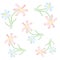 Vector very bright watercolor floral pattern white background - blue and pink flowers