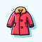 Vector of a vibrant red coat with a playful yellow hood, adding a pop of color to any outfit