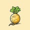 Vector of a vibrant turnip illustration against a sunny yellow backdrop