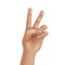Vector Victory Peace Sign Gesture Hand on White Background