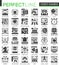 Vector Video games classic black mini concept icons and infographic symbols set.