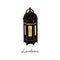 Vector vintage black lanterns isolate on white background. Black lantern for ramadan, illustration of monochrome frame