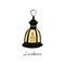 Vector vintage black lanterns isolate on white background. Black lantern for ramadan, illustration of monochrome frame