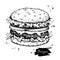 Vector vintage burger drawing. Hand drawn monochrome fast food i