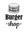 Vector vintage burger label. Hand drawn monochrome fast food ill