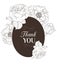 Vector Vintage Chocolate Brown Vintage Floral Drawing Wedding Thank You Card