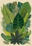 Vector vintage composition. Exotic leaves.