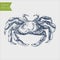 Vector vintage crab drawing. Hand drawn monochrome seafood illustration
