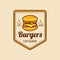Vector vintage fast food logo. Burge sign. Bistro icon. Eatery emblem for street restaurant, cafe, bar menu design.