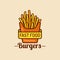 Vector vintage fast food logo. Retro fry potatoes sign. Bistro icon. Eatery emblem for street restaurant, cafe etc.