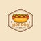 Vector vintage fast food logo. Retro hand drawn hot dog sign. Bistro icon. Used for street restaurant, cafe, bar menu.