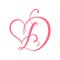 Vector Vintage floral monogram letter D. Calligraphy element heart logo Valentine card flourish frame. Hand drawn Love