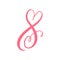 Vector Vintage floral monogram Number eight 8. Calligraphy element heart logo Valentine card flourish frame. Hand drawn