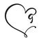 Vector Vintage floral monogram number nine 9. Calligraphy element logo Valentine flourish frame. Hand drawn heart sign