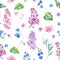Vector vintage floral seamless pattern with pink lilac