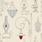 Vector vintage lamp seamless pattern