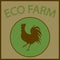 Vector vintage logo for eco farm with silhouette