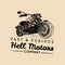 Vector vintage motorcycle logo.Biker store icon,MC sign, custom garage poster.Illustration of hand drawn classic chopper