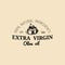 Vector vintage olive logo. Retro emblem with rural extra virgin oil press. Hand sketched farm production sign.