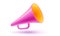 Vector vintage pink megaphone in realistic 3d style. Pink loudspeaker