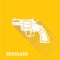 Vector vintage pistol gun icon on orange