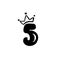 Vector Vintage Plump Cute number 5 with crown. Princess element five font logo. Valentine hand drawn alphabet sign for