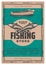 Vector vintage poster of fishing boat and fish