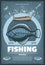 Vector vintage poster for fishing tours