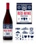 Vector vintage red wine label and wine bottle mockup