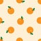 Vector vintage seamless pattern with oranges and leaves. Retro pattern with oranges