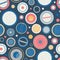 Vector Vintage Speakers Dials Seamless Pattern Background