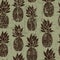 Vector vintage stylized pineapple seamless pattern with scratched texture effect.