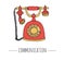 Vector vintage telephone. Retro illustration of wired rotary dial telephone