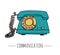 Vector vintage telephone. Retro illustration of wired rotary dial telephone.