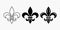 Vector Vintage White and Black Fleur De Lis Icon Set Isolated. Heraldic Lily, Retro Design Element. Vector Illustration